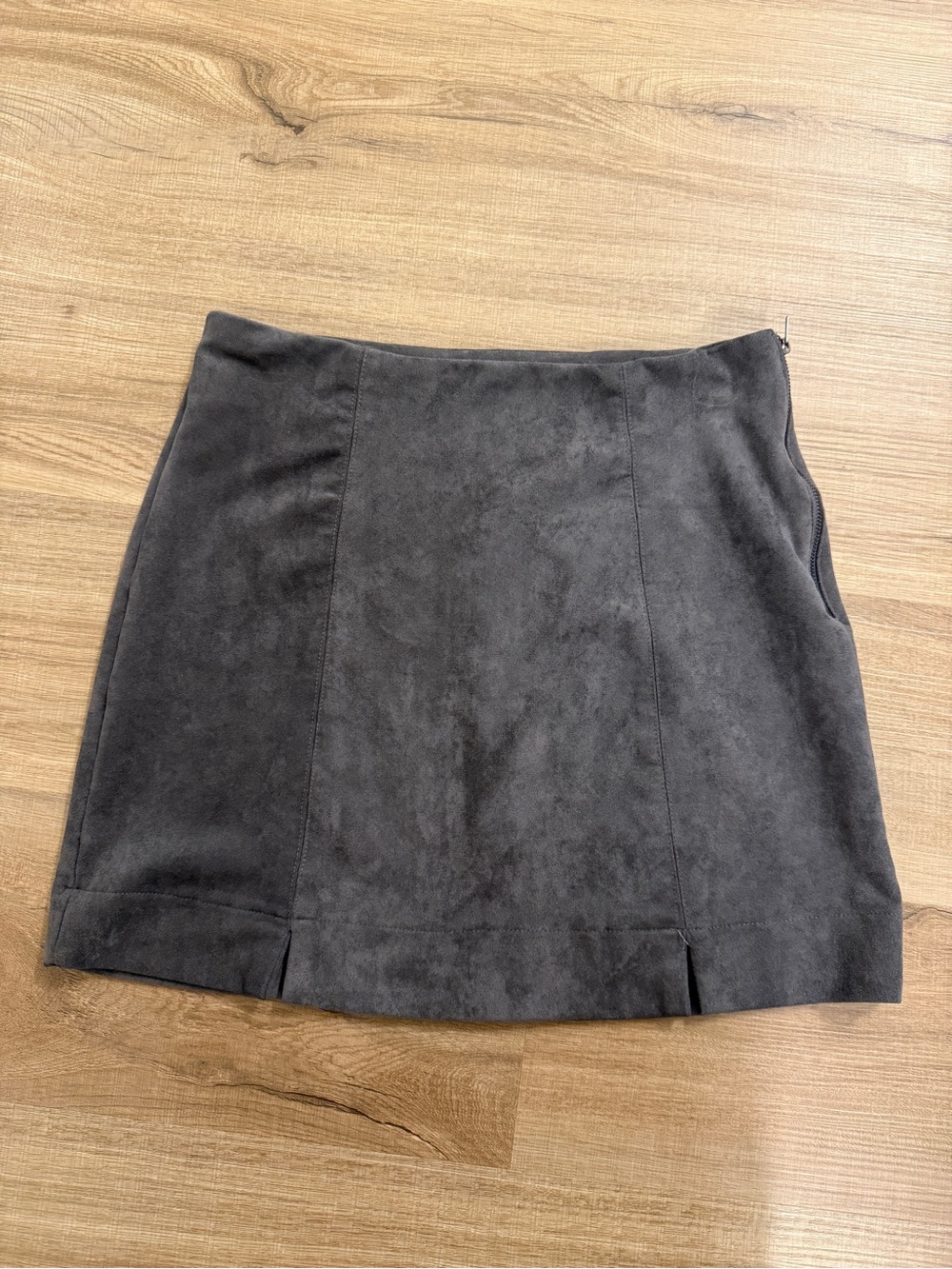 Classic Charcoal Gray Suede Mini Skirt